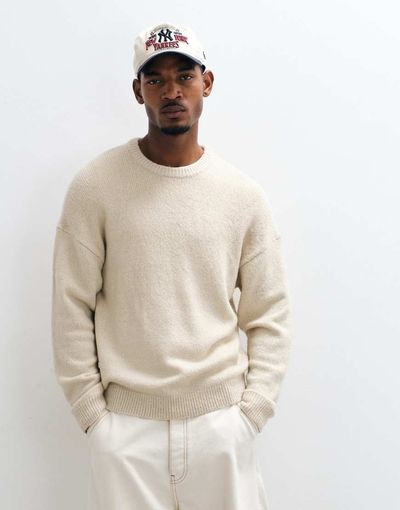 ONLY & SONS ONLY & SONS long sleeve soft crew neck knit in cream-White