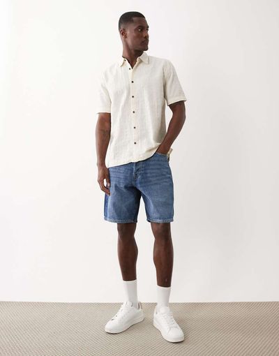 ONLY & SONS ONLY & SONS loose fit denim shorts in dark blue wash