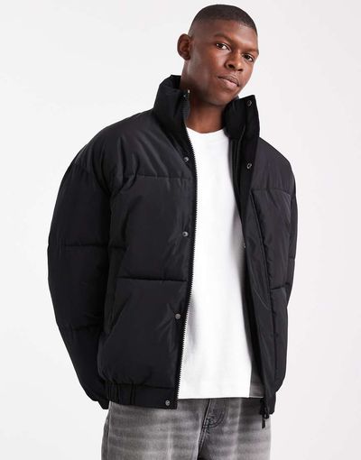 ONLY & SONS ONLY & SONS oversized cuffed puffer jacket in black