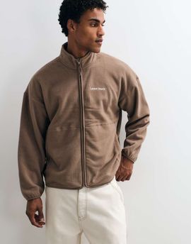 ONLY & SONS ONLY & SONS oversized fleece with leave blank print in light brown