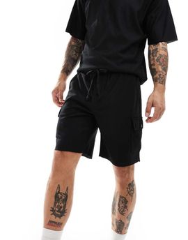 ONLY & SONS ONLY & SONS plisse cargo shorts in black - part of a set