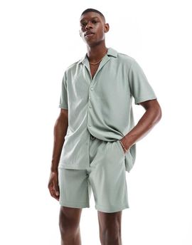ONLY & SONS ONLY & SONS plisse shorts in sage green - part of a set