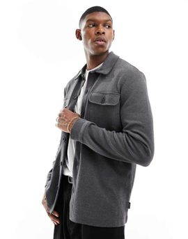 ONLY & SONS Only & Sons pocket detail sweat shacket in dark gray
