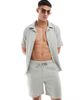ONLY & SONS ONLY & SONS pull on texture shorts in pale gray - part of a set-Green - 1