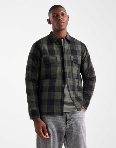 ONLY & SONS ONLY & SONS quilted jacket in green & black plaid