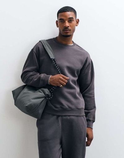 ONLY & SONS ONLY & SONS relaxed fit crew neck sweatshirt in washed charcoal - part of a set-Gray
