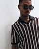 ONLY & SONS ONLY & SONS relaxed fit crochet knit polo in brown stripe-White - 1