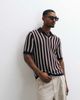 ONLY & SONS ONLY & SONS relaxed fit crochet knit polo in brown stripe-White - 2