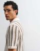 ONLY & SONS ONLY & SONS relaxed fit crochet knit polo shirt in cream stripes-White - 2