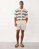 ONLY & SONS ONLY & SONS relaxed fit crochet knit shirt in cream with navy stripes-White - 2