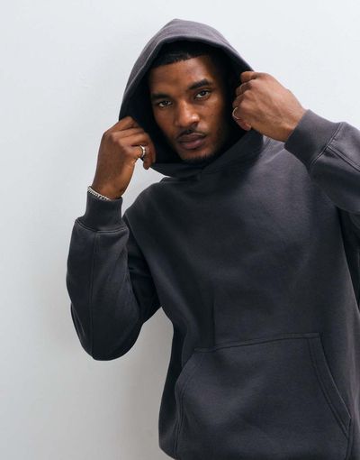ONLY & SONS ONLY & SONS relaxed fit hoodie in washed charcoal - part of a set-Gray