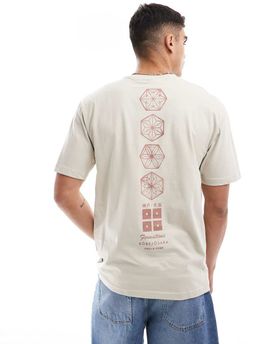 ONLY & SONS ONLY & SONS relaxed fit t-shirt with Japan print in beige-Neutral