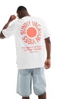 ONLY & SONS ONLY & SONS relaxed fit t-shirt with sun back print in white