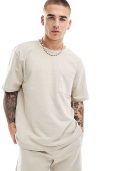 ONLY & SONS ONLY & SONS relaxed fit textured t-shirt in beige - part of a set-Neutral