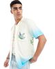 ONLY & SONS ONLY & SONS revere collar shirt with floral print in blue ombre - 1