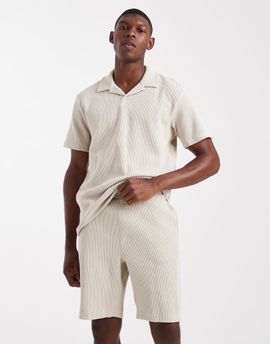ONLY & SONS ONLY & SONS ribbed jersey shorts in stone - part of a set-Neutral