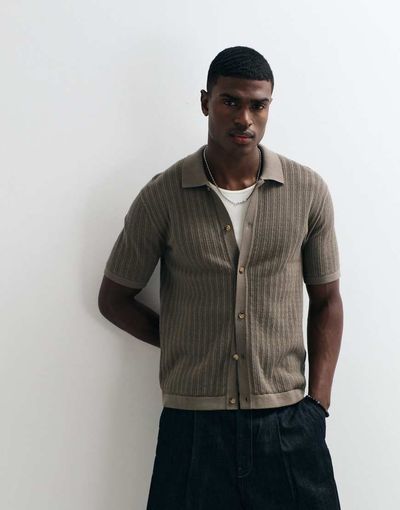 ONLY & SONS ONLY & SONS short sleeve knit shirt in gray-White