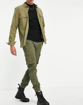 ONLY & SONS Only & Sons slim fit cargo pants with cuffed bottom in khaki-Green