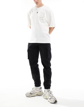 ONLY & SONS Only & Sons slim fit cargo with cuffed bottom in black