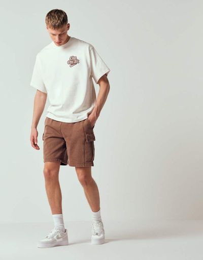 ONLY & SONS ONLY & SONS sweatshirt fabric cargo shorts in washed brown