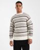 ONLY & SONS ONLY & SONS textured crew neck knit sweater in cream & brown-White - 1