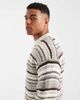 ONLY & SONS ONLY & SONS textured crew neck knit sweater in cream & brown-White - 4