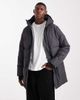ONLY & SONS ONLY & SONS waterproof longline puffer coat with hood in gray - 1