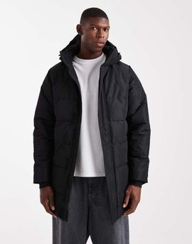 ONLY & SONS ONLY & SONS waterproof longline puffer jacket with hood in black