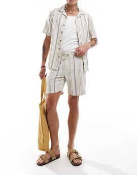 ONLY & SONS ONLY & SONS woven short in beige & blue stripe - part of a set
