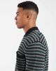 ONLY & SONS ONLY & SONS zip up crochet knit sweater with pocket in black & green - 4