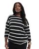Only Curve ONLY Curve 3/4 length sleeve top in black and cream stripe - 1