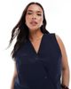Only Curve ONLY Curve asymmetric detail vest in navy - 2