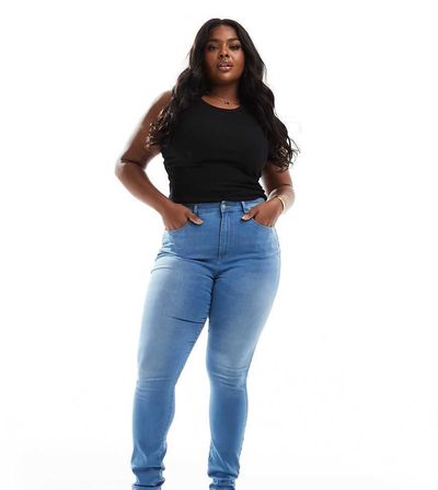 Only Curve ONLY Curve Augusta high rise skinny jeans in light blue wash