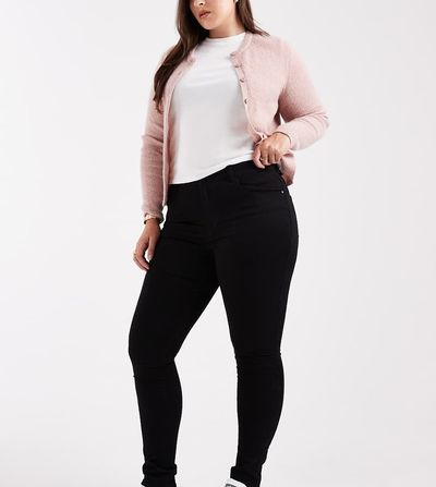 Only Curve Only Curve Augusta high waisted skinny jeans in black