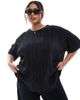 Only Curve ONLY Curve boxy plisse T-shirt in black - part of a set - 1
