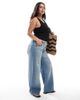 Only Curve ONLY Curve built-in bra ribbed tank top in black-White - 2
