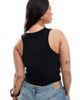 Only Curve ONLY Curve built-in bra ribbed tank top in black-White - 4