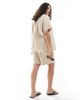 Only Curve ONLY Curve cheesecloth pull on shorts in beige - part of a set-Neutral - 3