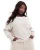 Only Curve ONLY Curve cuffed sleeves knitted sweater in beige-Black - 2
