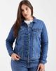 Only Curve Only Curve denim jacket in mid blue wash - 1