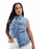 Only Curve ONLY Curve denim vest in light blue wash - 1