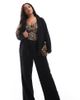 Only Curve ONLY Curve double button wide leg pants in black - 1