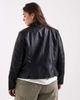 Only Curve Only Curve faux leather biker jacket in black - 4