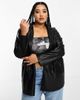 Only Curve Only Curve faux leather blazer in black - 4
