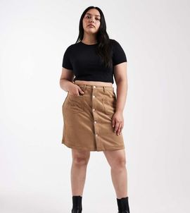 Only Curve ONLY Curve faux suede mini skirt in warm brown