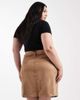 Only Curve ONLY Curve faux suede mini skirt in warm brown - 4