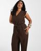Only Curve ONLY Curve frill details jumpsuit in chocolate brown - 3