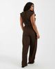 Only Curve ONLY Curve frill details jumpsuit in chocolate brown - 4
