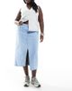 Only Curve ONLY Curve front slit denim midi skirt in light blue - 2