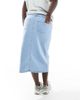 Only Curve ONLY Curve front slit denim midi skirt in light blue - 4